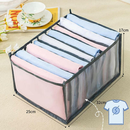 Jeans Compartment Storage Box Closet Clothes Drawer Mesh Separation Box Stacking Pants Drawer Divider Can Washed Home Organizer.