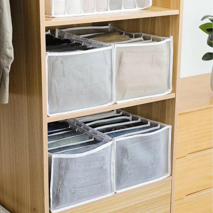 Jeans Compartment Storage Box Closet Clothes Drawer Mesh Separation Box Stacking Pants Drawer Divider Can Washed Home Organizer.