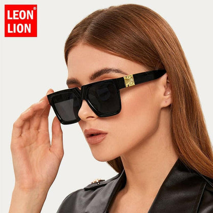 LeonLion Square Retro Sunglasses Women Luxury Brand Glasses Women/Men Oversized Sunglasses Women Mirror Oculos De Sol Feminino.