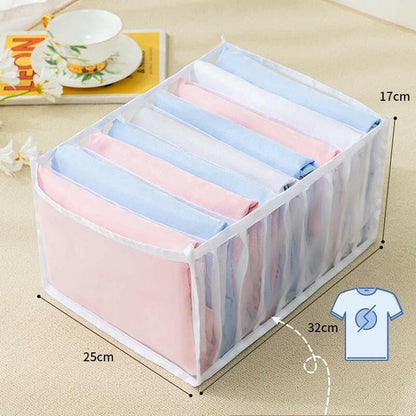 Jeans Compartment Storage Box Closet Clothes Drawer Mesh Separation Box Stacking Pants Drawer Divider Can Washed Home Organizer.