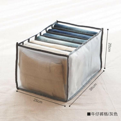 Jeans Compartment Storage Box Closet Clothes Drawer Mesh Separation Box Stacking Pants Drawer Divider Can Washed Home Organizer.